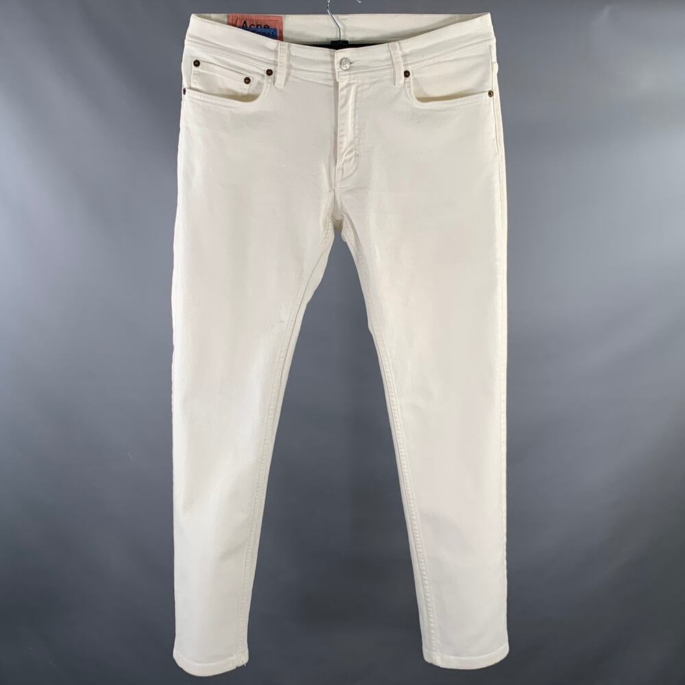 ACNE Size 32 Cream Cotton Blend Jeans